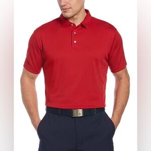 $52 PGA TOUR Men's Red Airflux Solid Mesh Short Sleeve Golf‎ Polo Shirt XXL 2XL